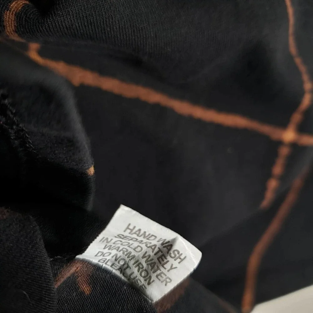 Avatar Imports A-Line Knit Skirt M Black Bleach Dyed Boho Hippie - Picture 3 of 7